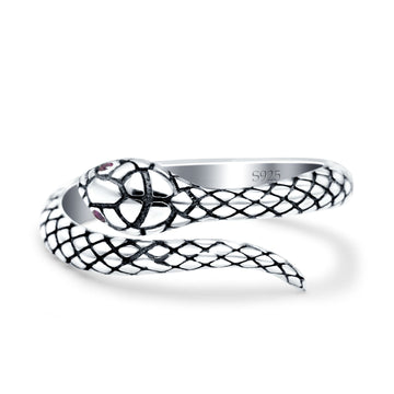 Snake Oxidized Band Solid 925 Sterling Silver Thumb Ring (10mm)